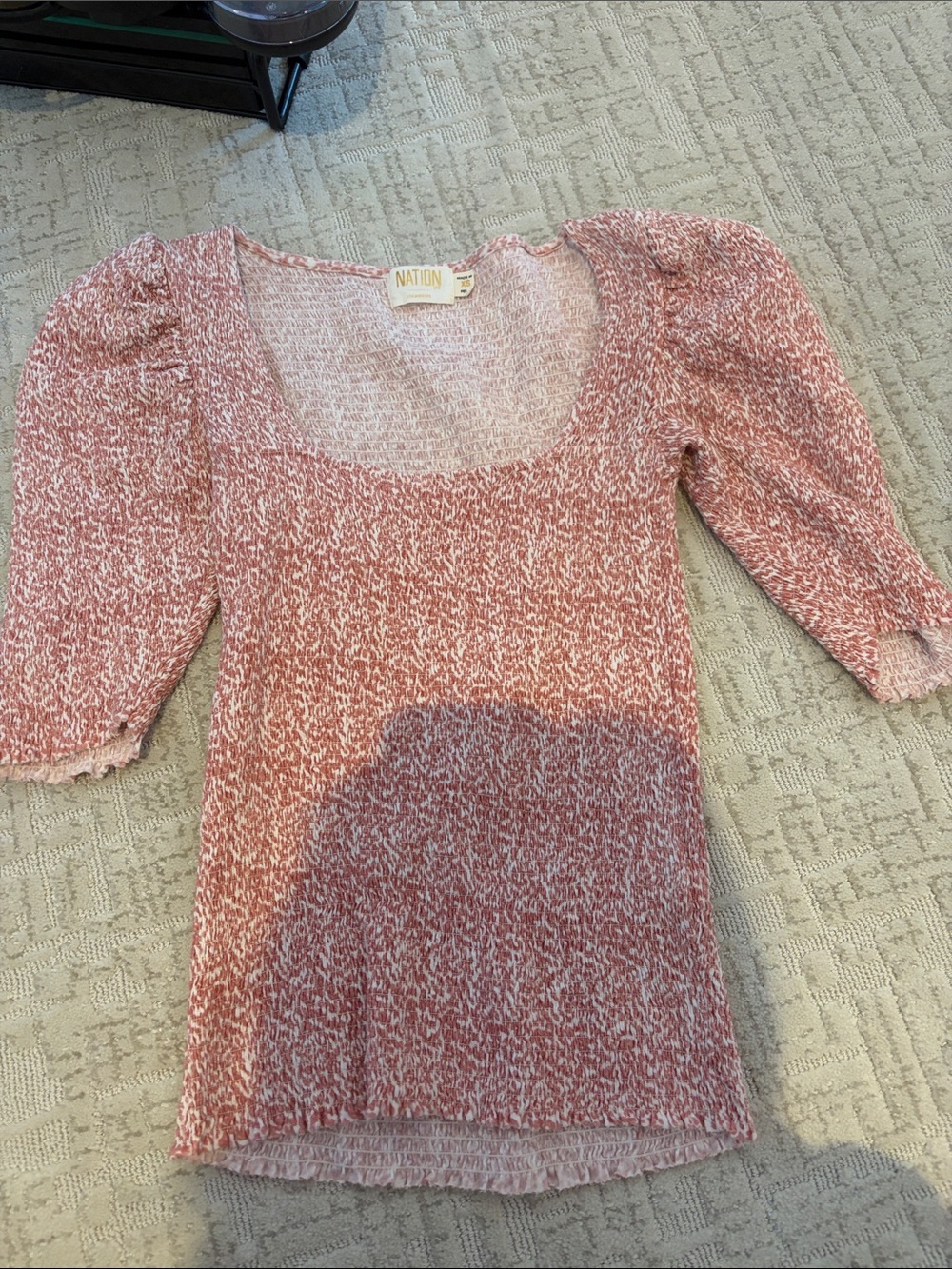 Nation Orange and White Smocked top
